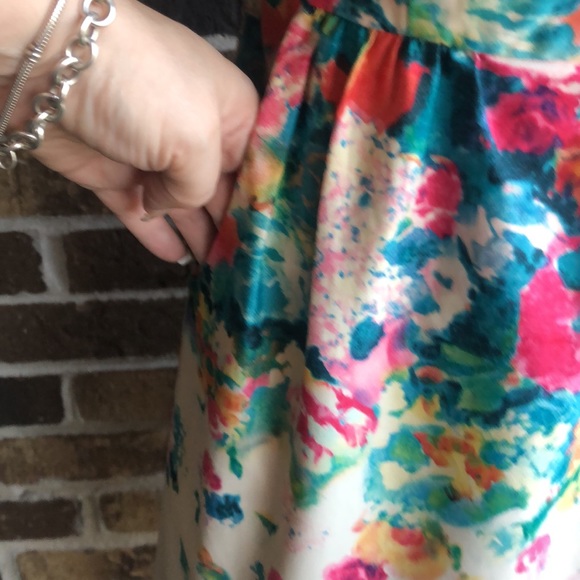 Anthropologie Maeve Tea Garden Sheath Dress Beige and Colorful Floral - Picture 4 of 10